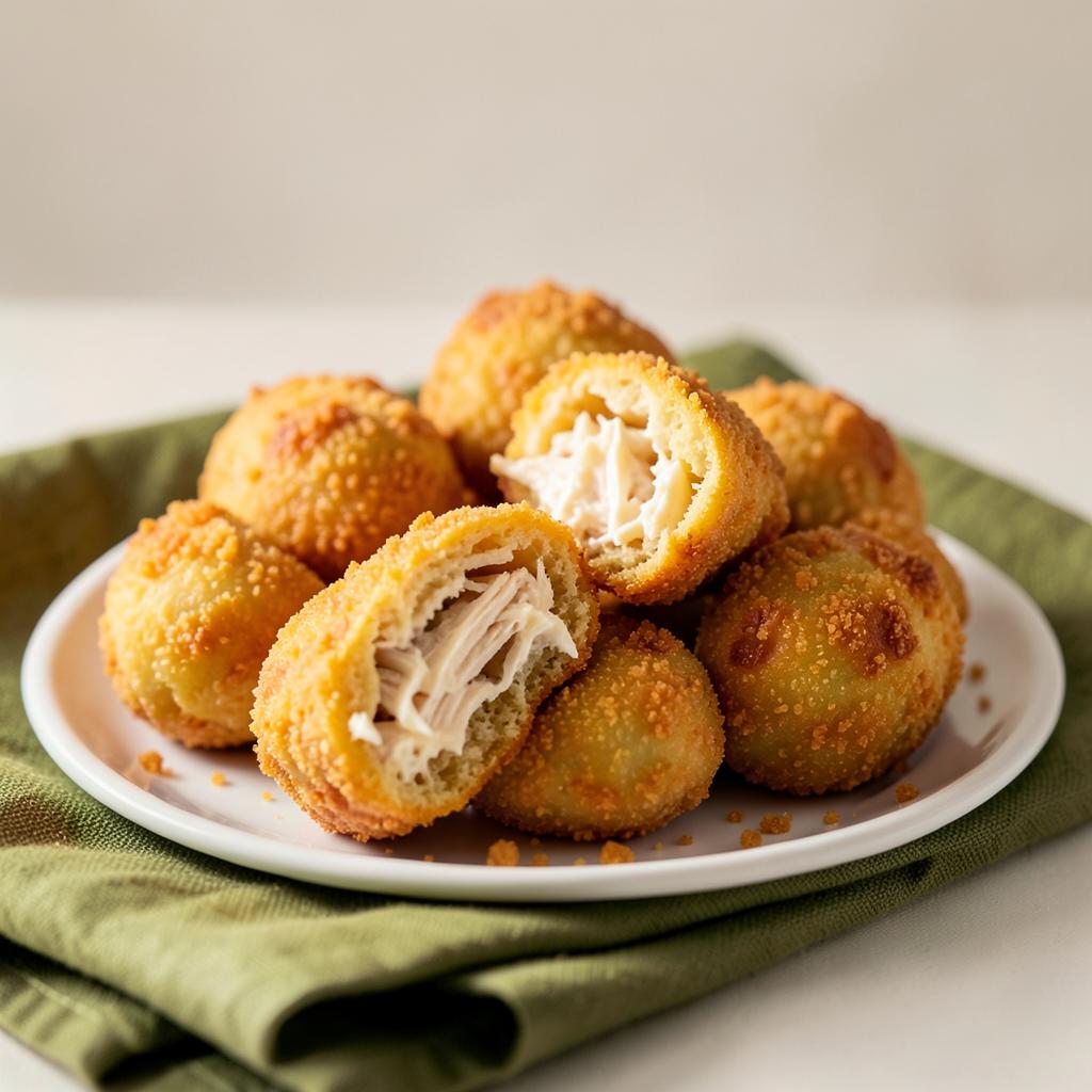 Coxinhas crocantes com recheio de frango